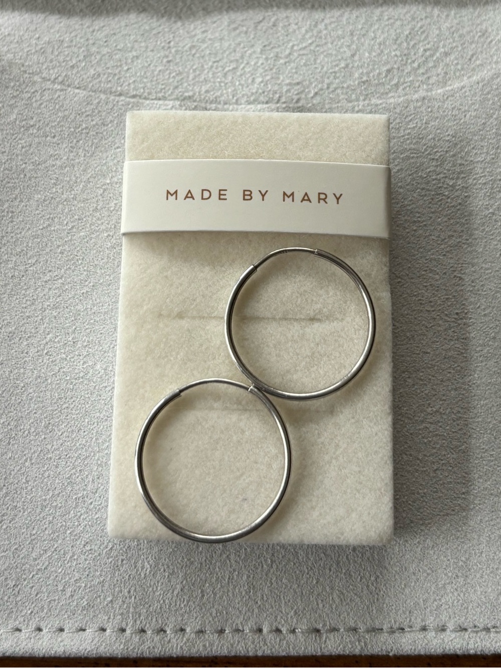 Made by Mary Sterling Silver Hoop Earrings — “Live In” Hoops 20mm